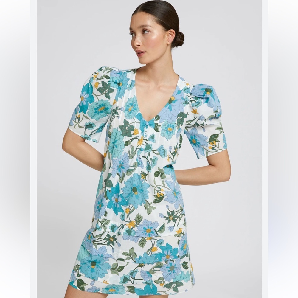 & Other stories floral A-Line Short-puffed Sleeved Dress size 0